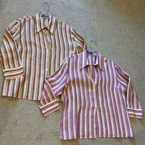 Arnau Shirtmaker Women’s Button Down, Striped Shirts (set of 2), size 12